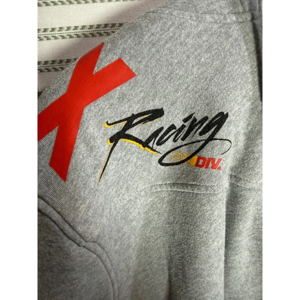 Fox Racing Y2K Mens Zip Up Hoodie Grey Black Motocross Graphic Sherpa Lined XL